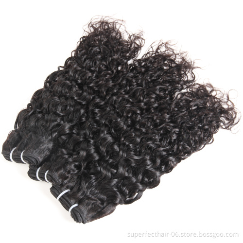 Wholesale Indian Hair Vendors Cuticle Aligned Raw Virgin Hair Natural Color Water Wave Human Hair Bundles With Frontal Closure